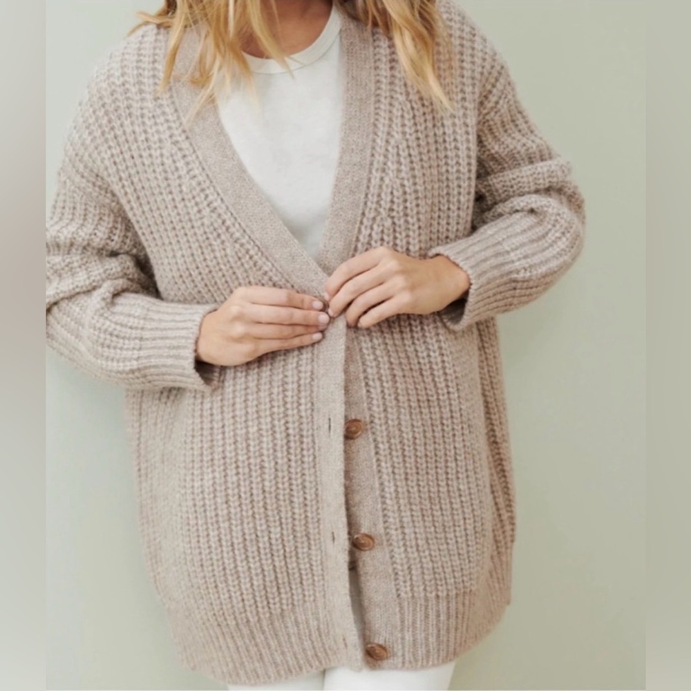 Jenni Kayne Oversized Alpaca Cocoon Cardigan - Oatmeal XXS